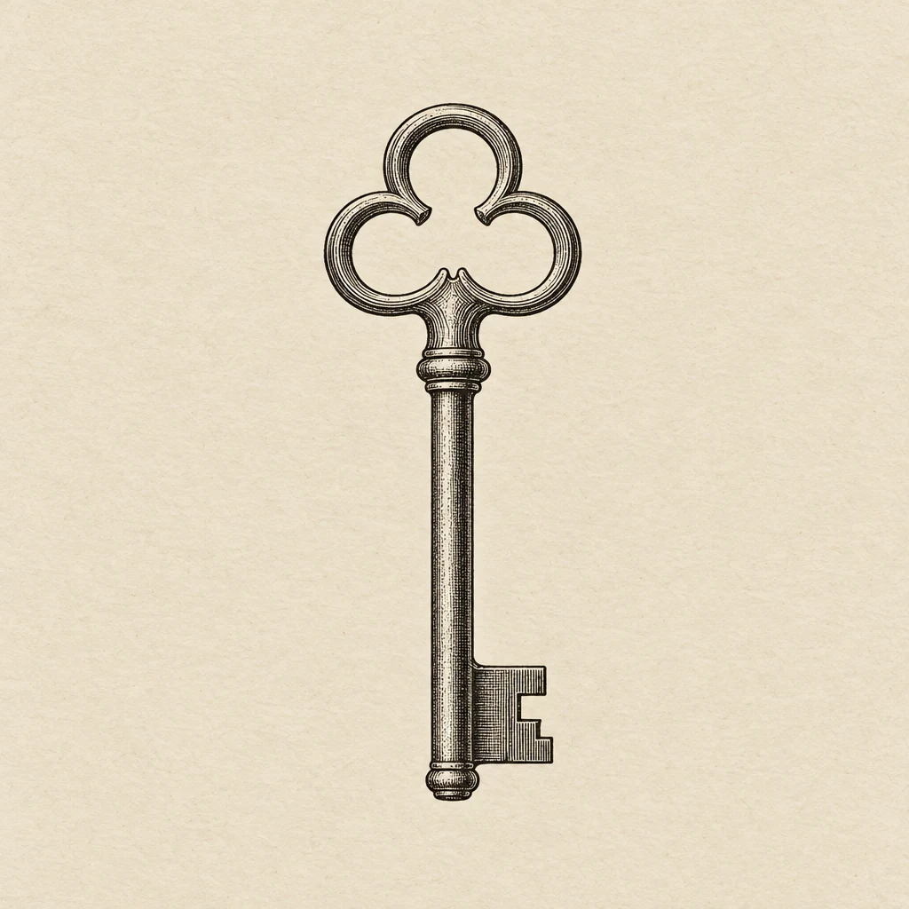 An engraved skeleton key